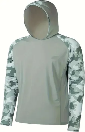 Men's Fishing Hiking Sun Protection Long Sleeve Shirt Quick Dry Cooling Hooded Sweatshirts Outdoor Performance