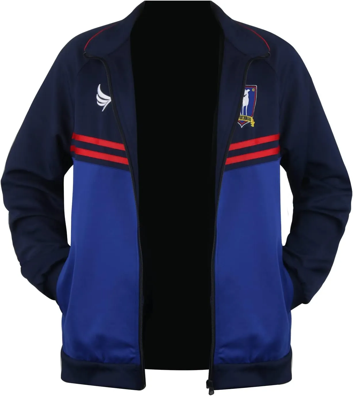 Mens Football Coach Costume Blue Jacket Pants Tracksuit Coat Soccer Suit Sportswear Training Halloween Cosplay Outfit