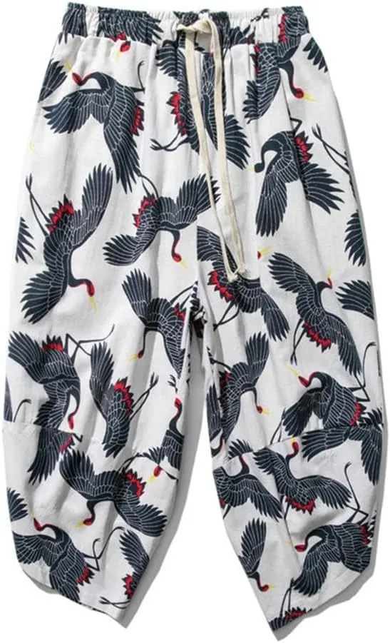 MenS Harem Pants Oversize Casual Printing Streetwear Jogging Trousers Drawstring Sweatpants