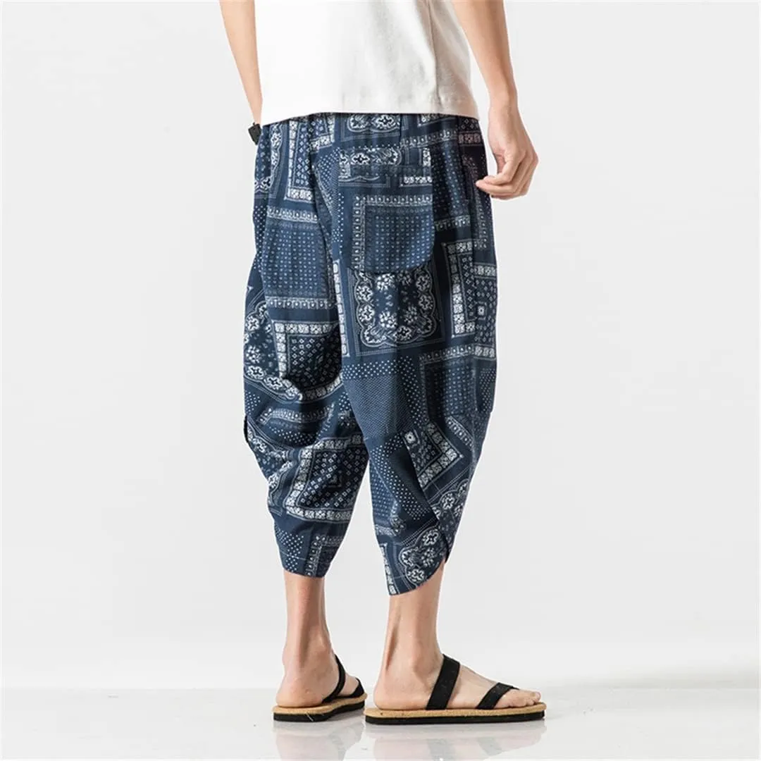 MenS Harem Pants Oversize Casual Printing Streetwear Jogging Trousers Drawstring Sweatpants