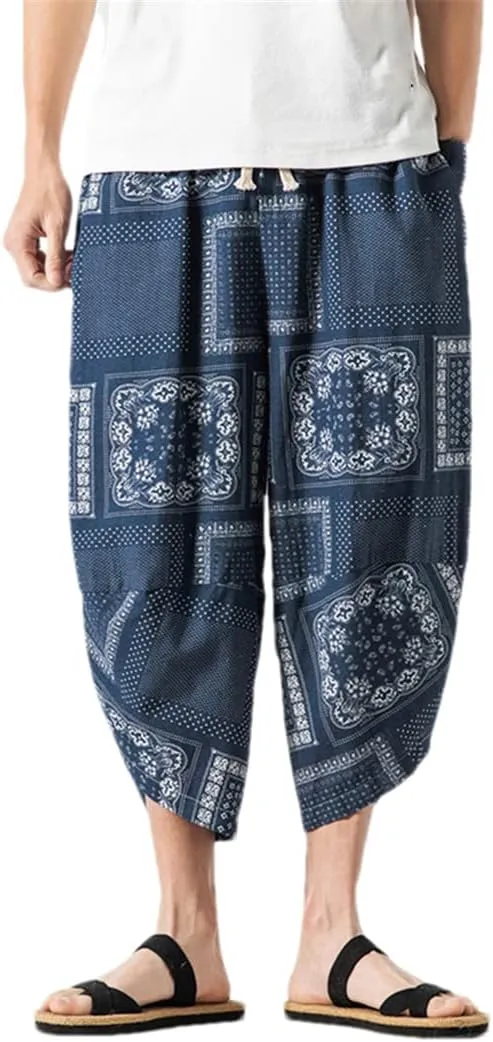 MenS Harem Pants Oversize Casual Printing Streetwear Jogging Trousers Drawstring Sweatpants