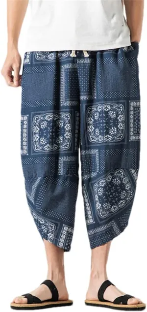 MenS Harem Pants Oversize Casual Printing Streetwear Jogging Trousers Drawstring Sweatpants
