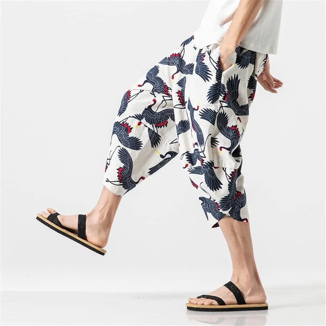MenS Harem Pants Oversize Casual Printing Streetwear Jogging Trousers Drawstring Sweatpants