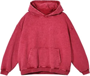 Mens Hoodies Pullover Vintage Hooded Sweatshirt Washed Hoodie Oversized Heavyweight Streetwear Cotton Sweatshirt