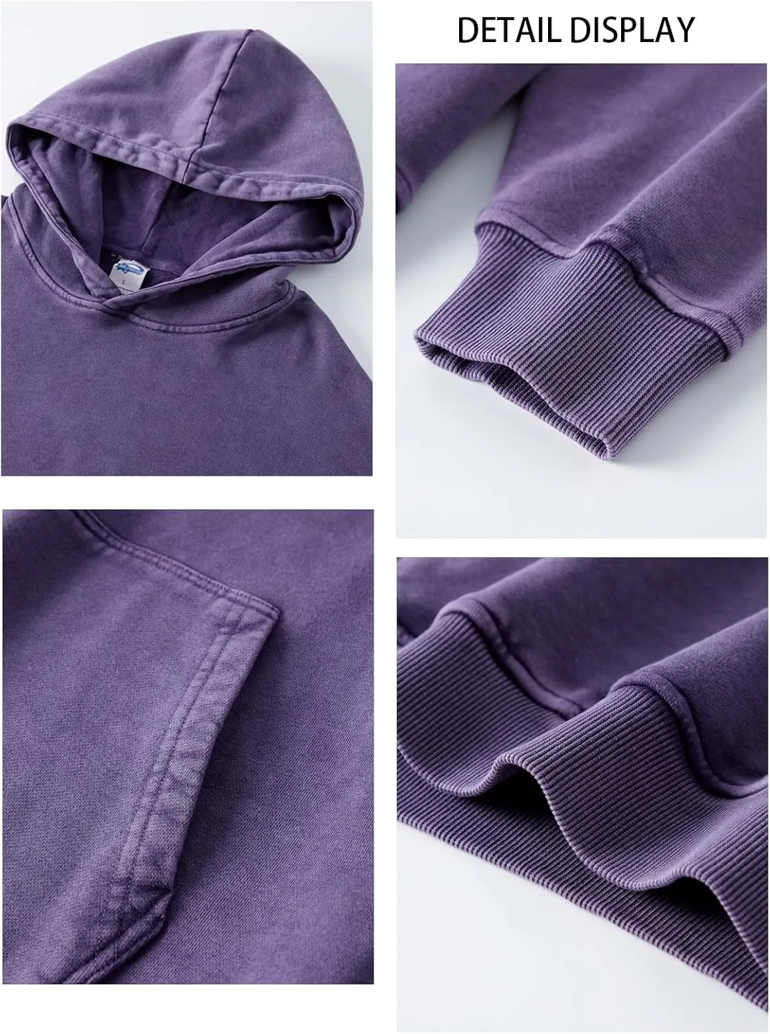 Mens Hoodies Pullover Vintage Hooded Sweatshirt Washed Hoodie Oversized Heavyweight Streetwear Cotton Sweatshirt