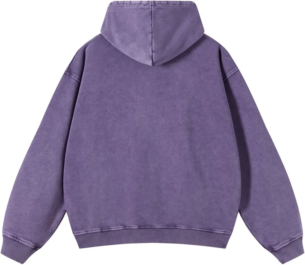 Mens Hoodies Pullover Vintage Hooded Sweatshirt Washed Hoodie Oversized Heavyweight Streetwear Cotton Sweatshirt