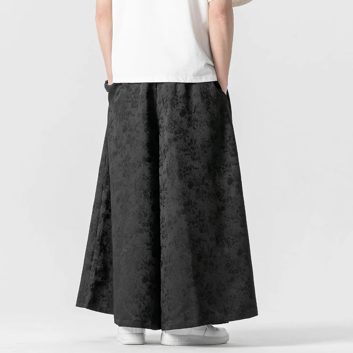 Mens Jacquard Wide Leg Pants Loose Harajuku Harem Streetwear Pant