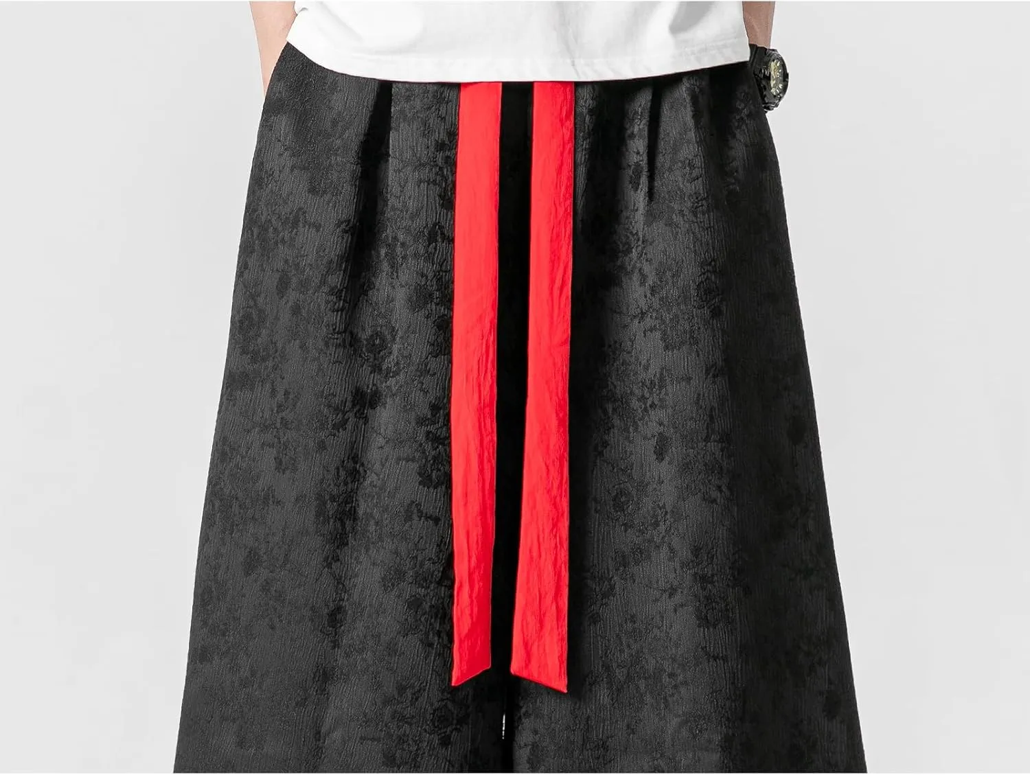 Mens Jacquard Wide Leg Pants Loose Harajuku Harem Streetwear Pant