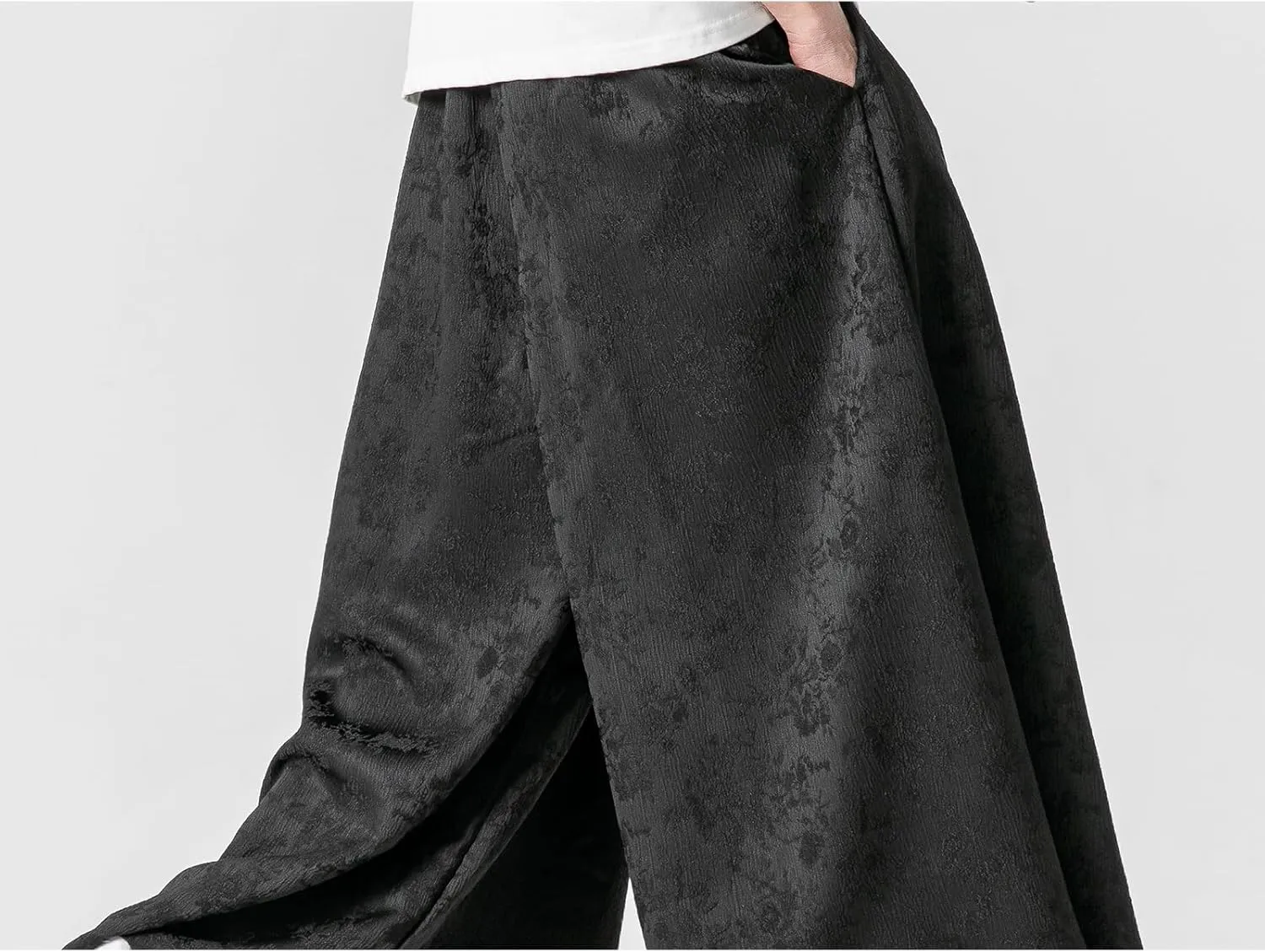 Mens Jacquard Wide Leg Pants Loose Harajuku Harem Streetwear Pant