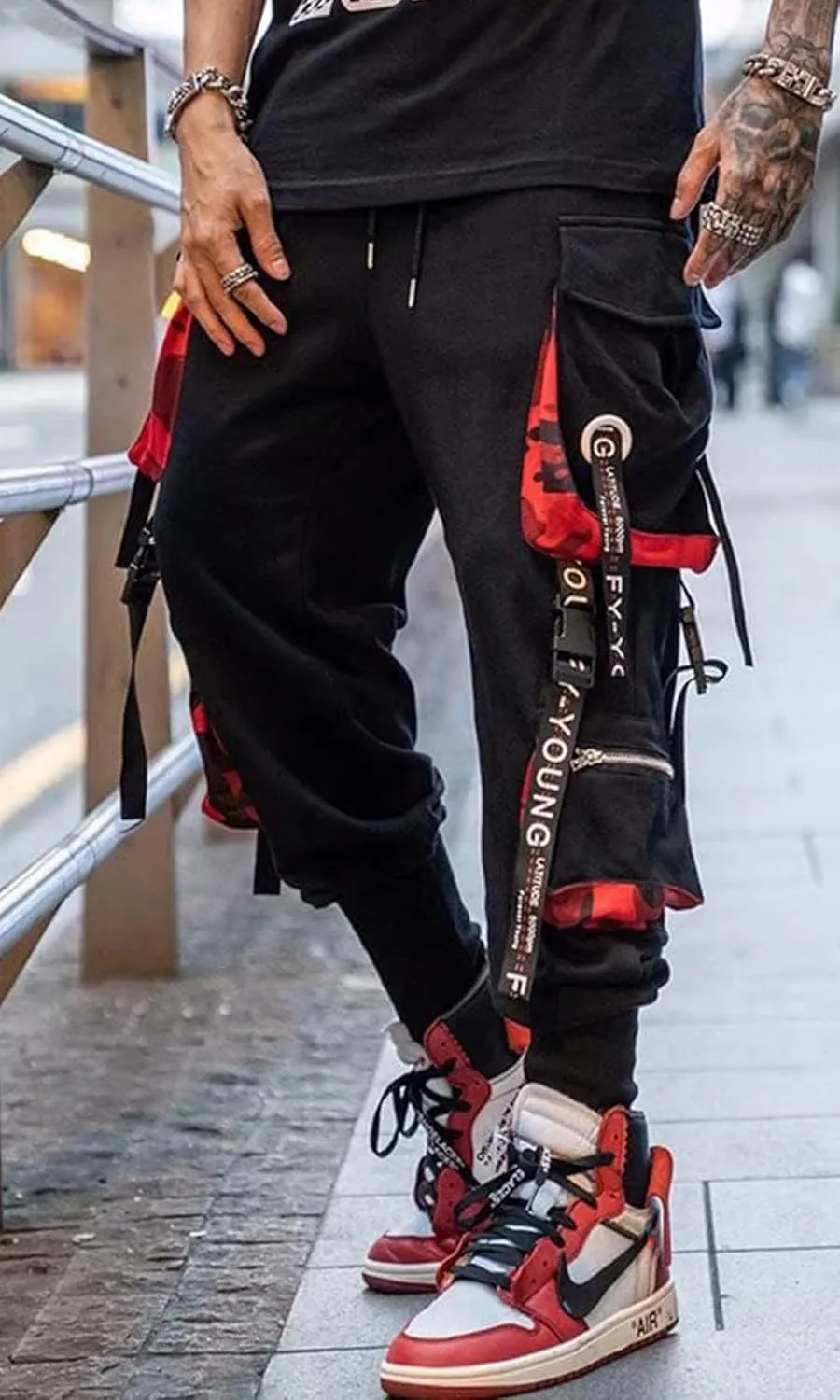 Men's Jogger Pants Techwear Hip Hop Harem Pants Streetwear Tactical Track Pants with Drawstring