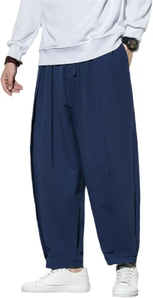 Men's Joggers Sweatpants Harem Pants Black Cotton Summer Casual Loose Japanese Trouser