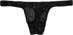 Men's Nylon Briefs G-String Thongs Sexy Lace Underwear T-Back Shorts Mesh Low Waist Transparent Nightwear