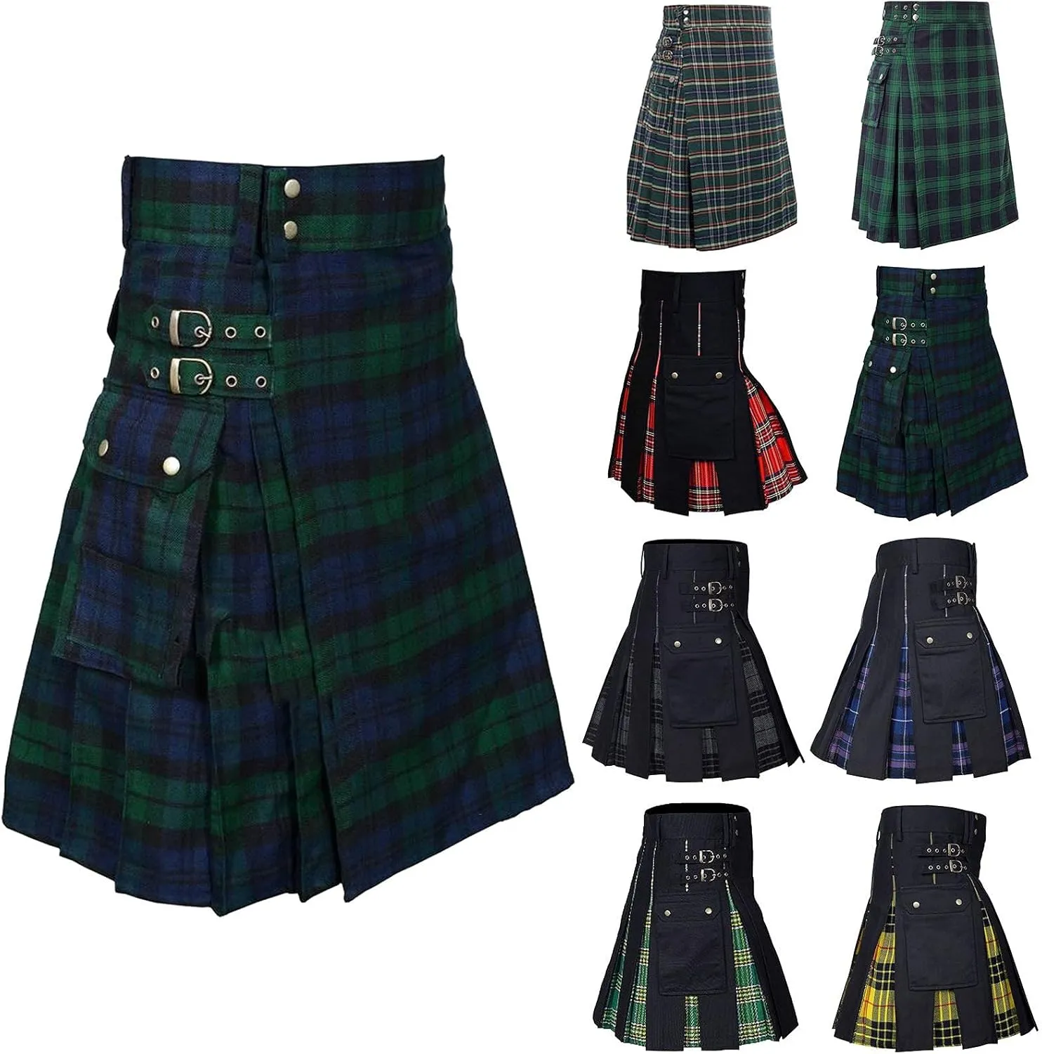 Mens Scottish Utility Kilts Gothic Pleated Skirts Pleated Skirt Kilt Available in Various Scottish Tartans Mens Kilt