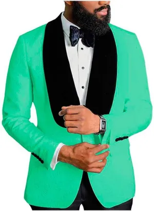 Men's Shawl Lapel Floral Blazer One Button Regular Fit Prom Party Jacket Dinner Coat