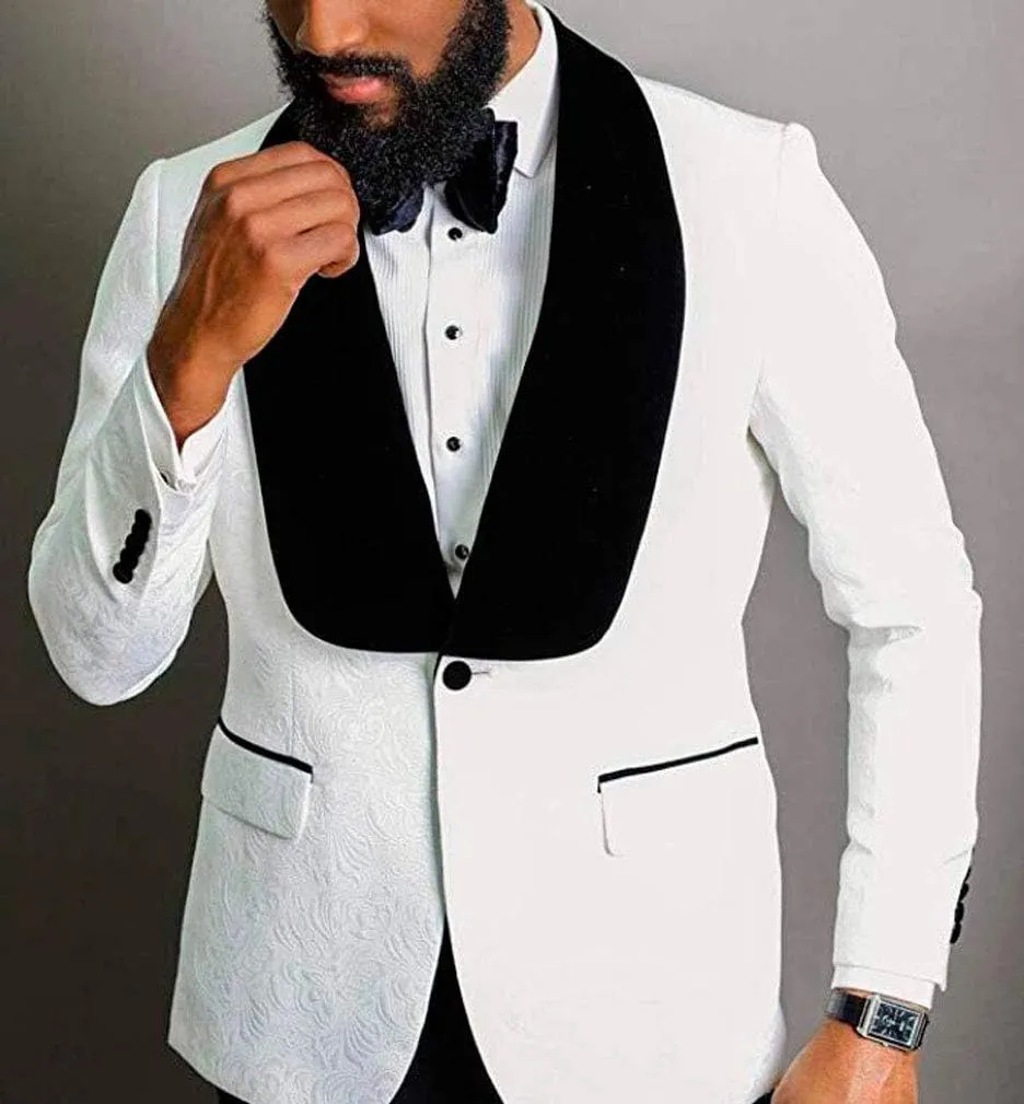 Men's Shawl Lapel Floral Blazer One Button Regular Fit Prom Party Jacket Dinner Coat