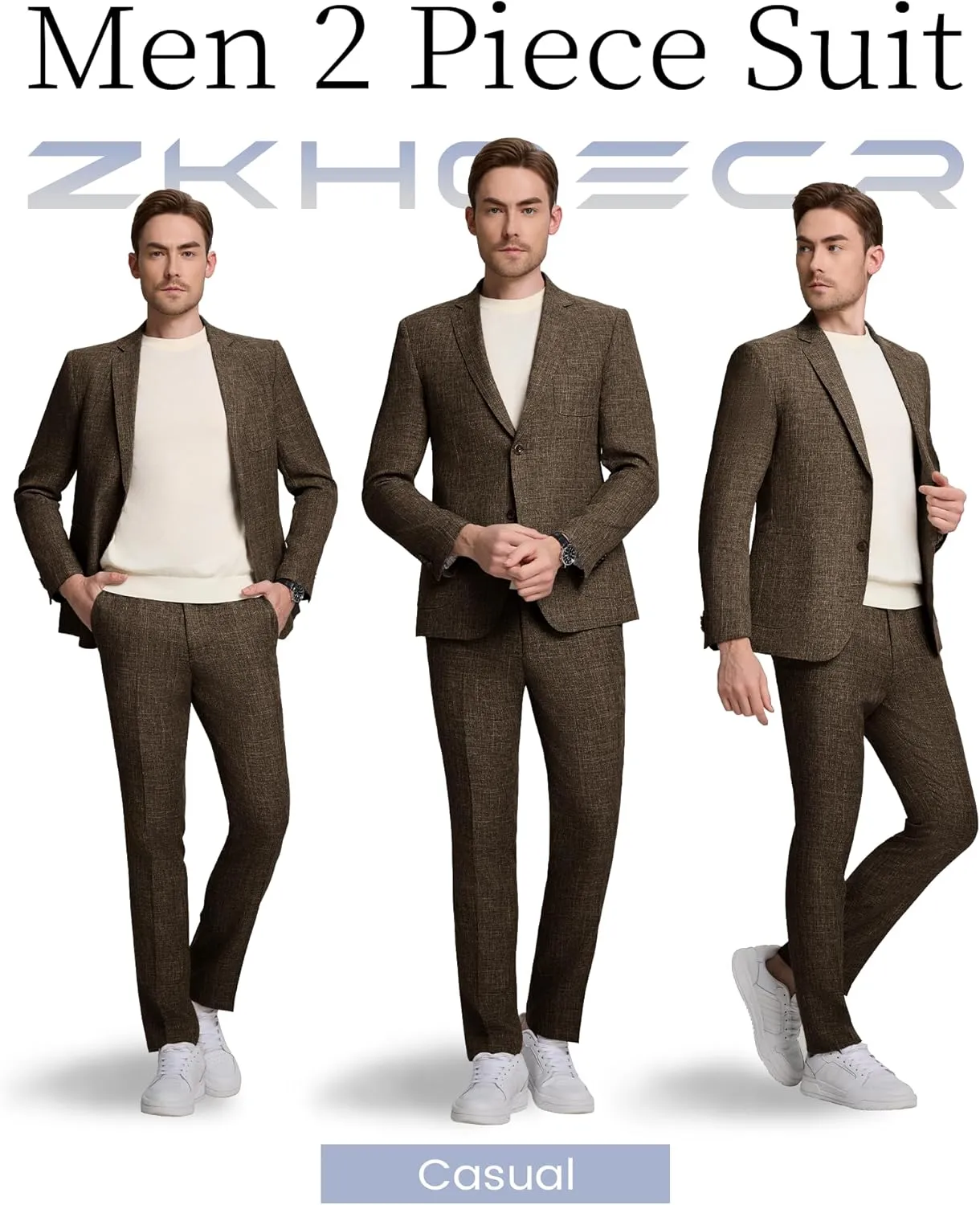 Men's Suit Slim Fit 2 Piece Suits for Wedding Prom Casual Suit Jacket Pants Lightweight Tuxedo Suits