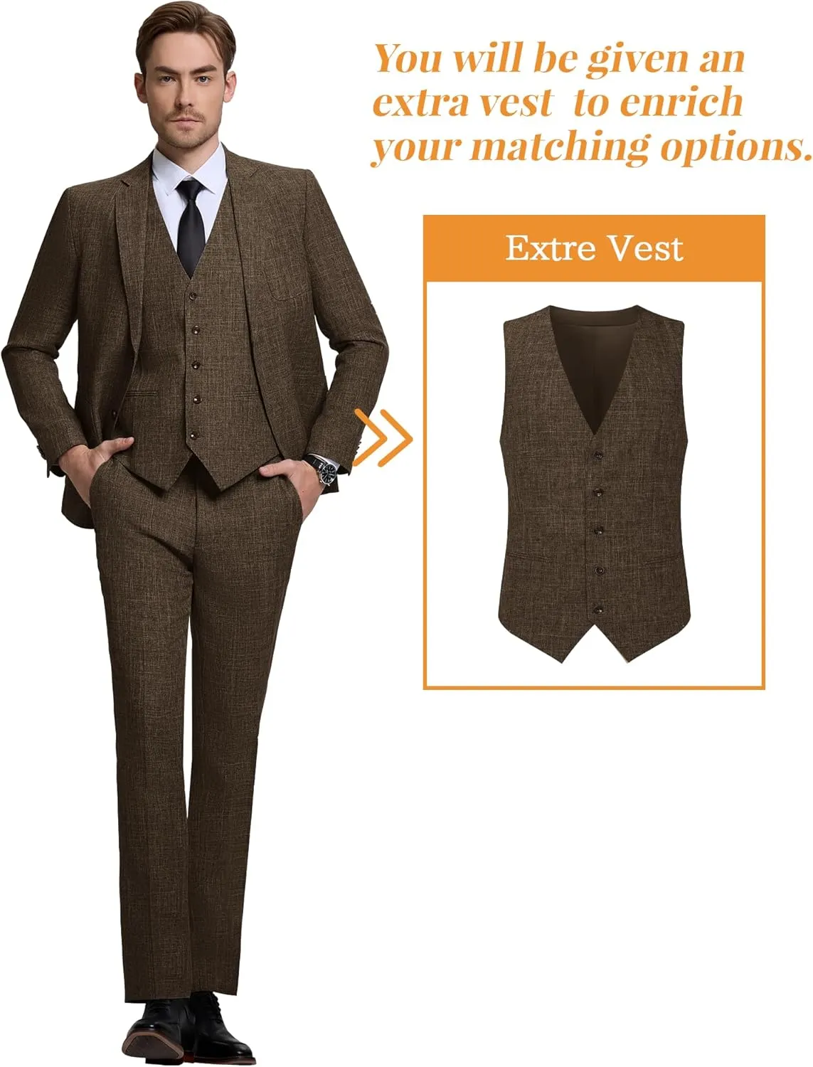 Men's Suit Slim Fit 2 Piece Suits for Wedding Prom Casual Suit Jacket Pants Lightweight Tuxedo Suits