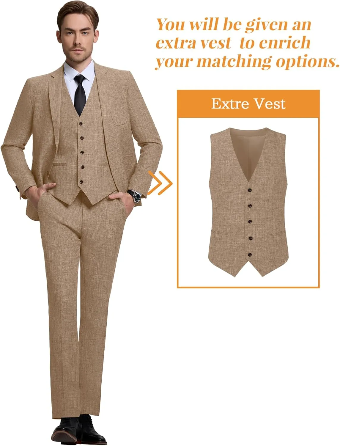Men's Suit Slim Fit 2 Piece Suits for Wedding Prom Casual Suit Jacket Pants Lightweight Tuxedo Suits