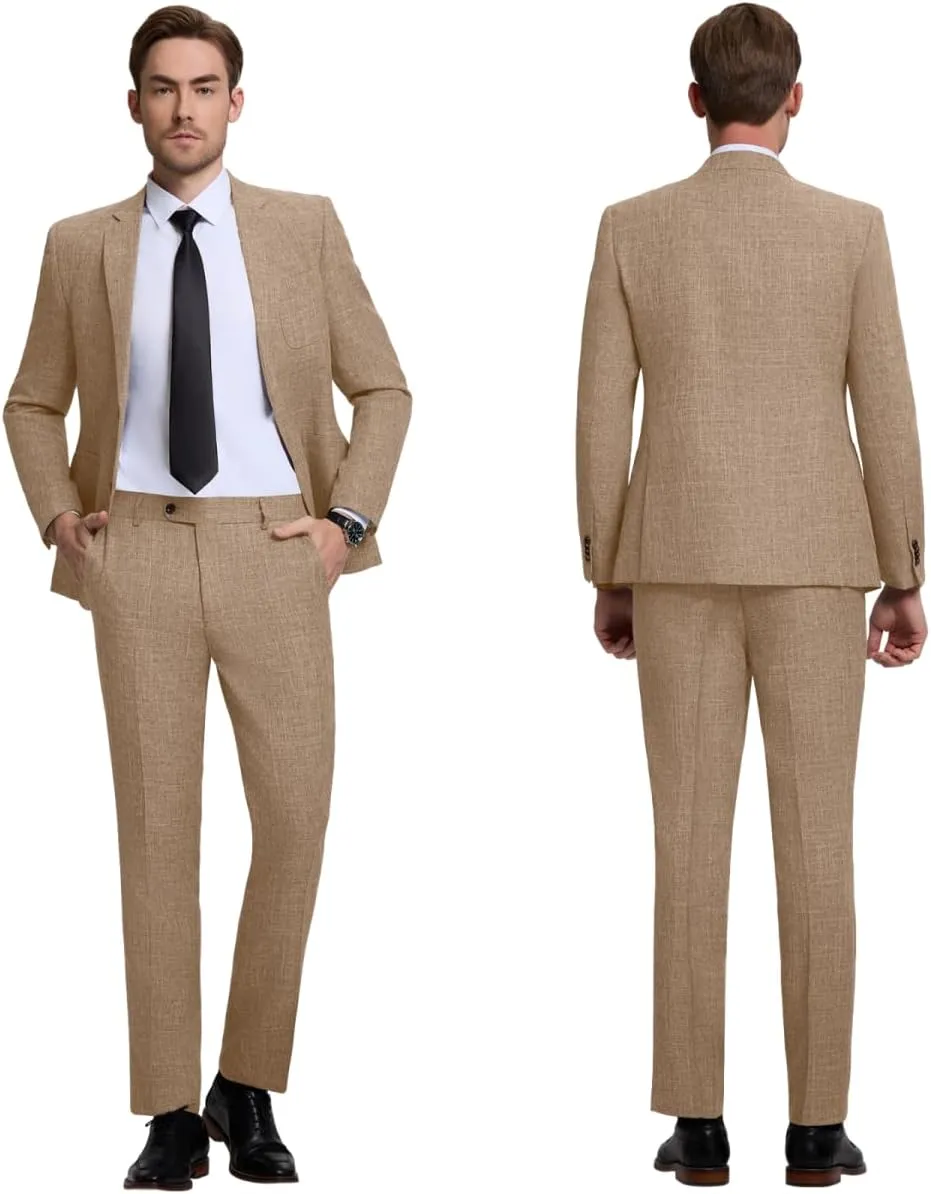 Men's Suit Slim Fit 2 Piece Suits for Wedding Prom Casual Suit Jacket Pants Lightweight Tuxedo Suits