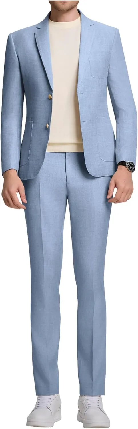 Men's Suit Slim Fit 2 Piece Suits for Wedding Prom Casual Suit Jacket Pants Lightweight Tuxedo Suits