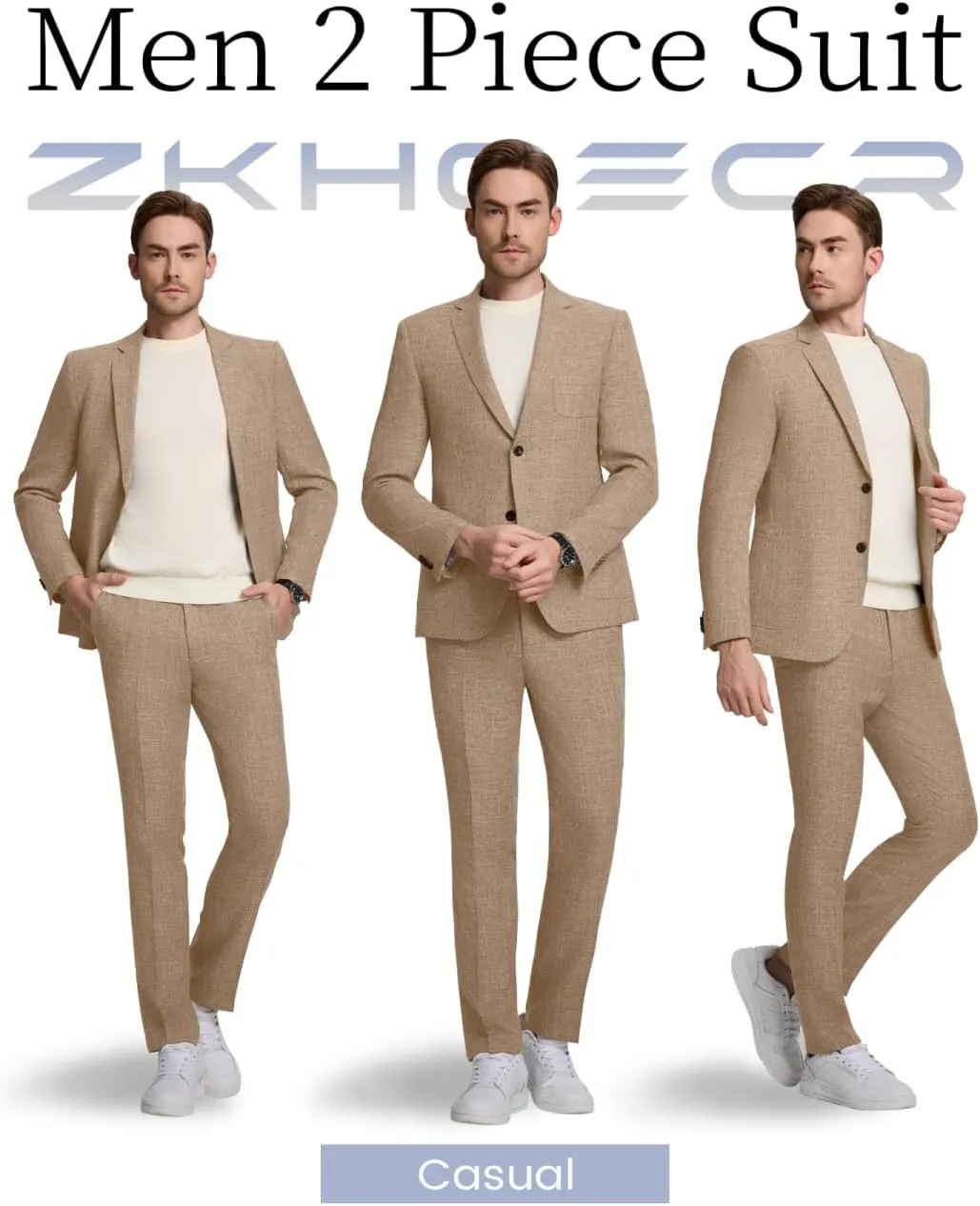 Men's Suit Slim Fit 2 Piece Suits for Wedding Prom Casual Suit Jacket Pants Lightweight Tuxedo Suits