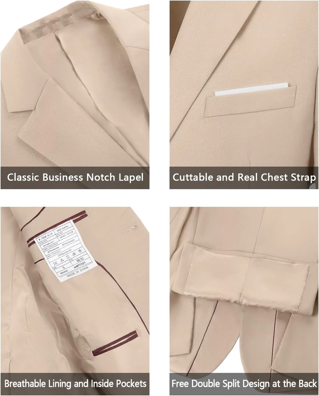 Mens Suits Slim Fit 2 Piece, Solid Blazer Pants Business Suit Set Prom Tuxedo Wedding Suit Jacket Pants Set