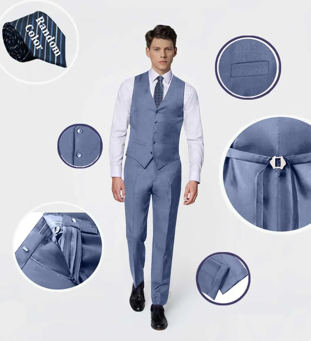 Mens Suits Vest Pants Set 2 Pieces Slim Fit Wedding Groomsmen Suit for Men Formal