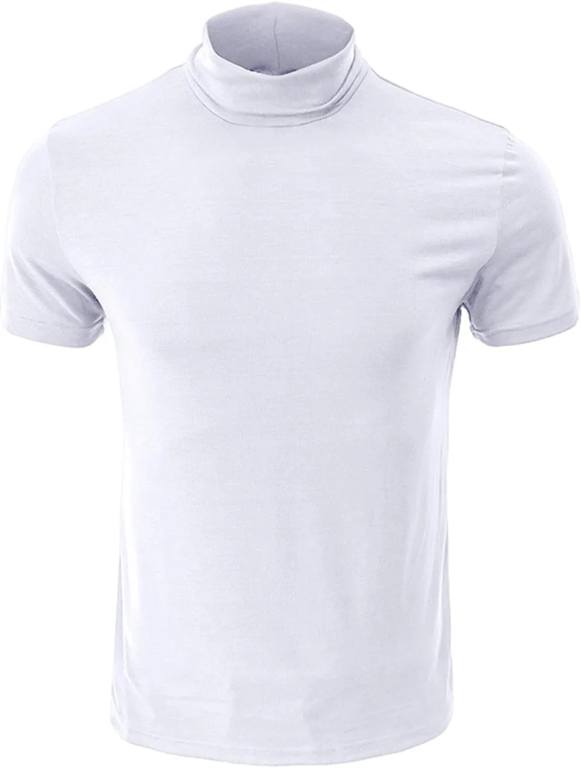 Mens T Shirt Short Sleeve Basic Turtleneck Slim Fit Undershirt Pullover Solid Sport Shirts Tops