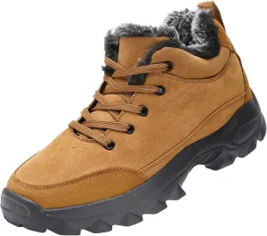 Mens Work Boots Slip On Hiking Sneakers Warm Fur Lined Women Workout Shoes Waterproof Winter Outdoor Botas Waterproof Non Slip Hike Grounded Footwear