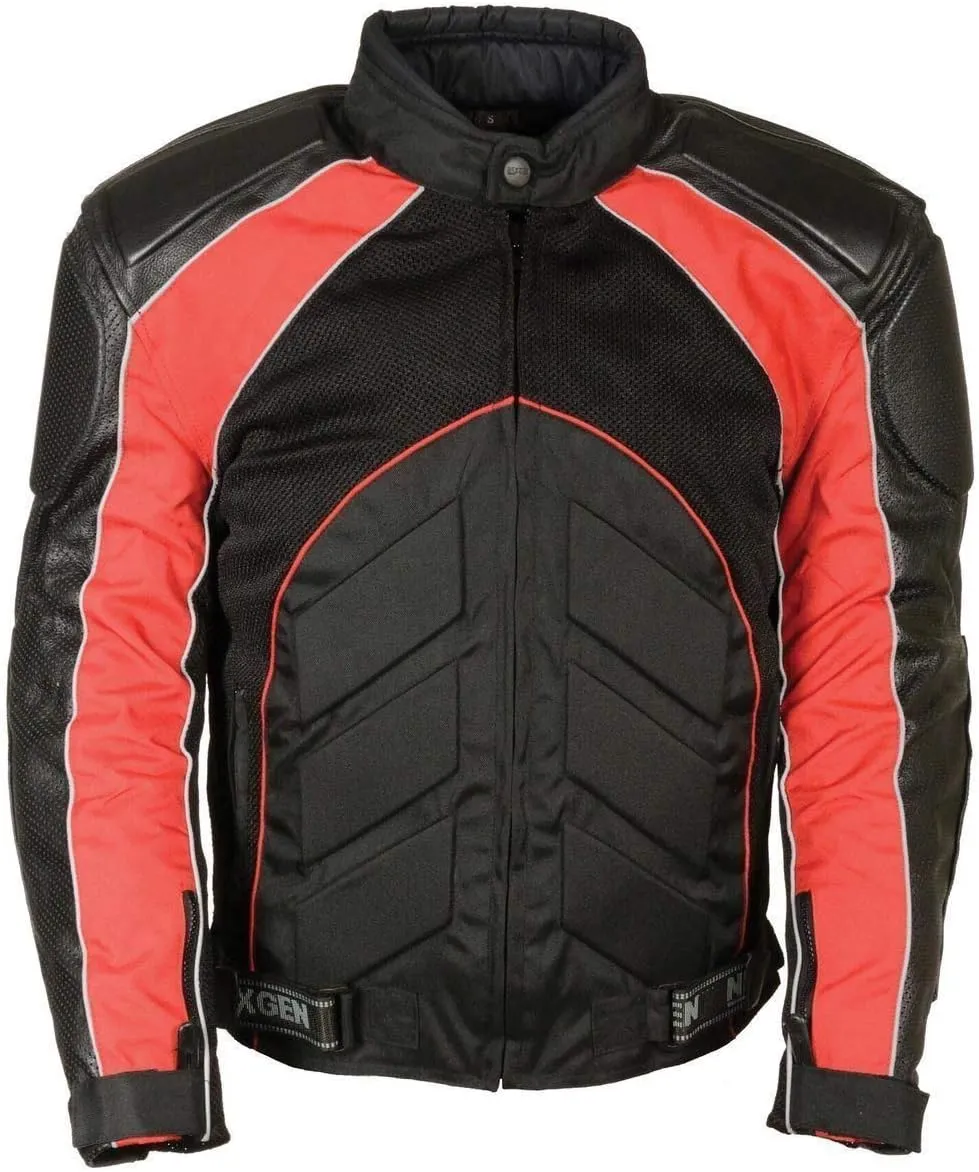 Milwaukee Leather-SH2153-Men's Combo Black/Orange Armored Leather/Textile/Mesh Jacket