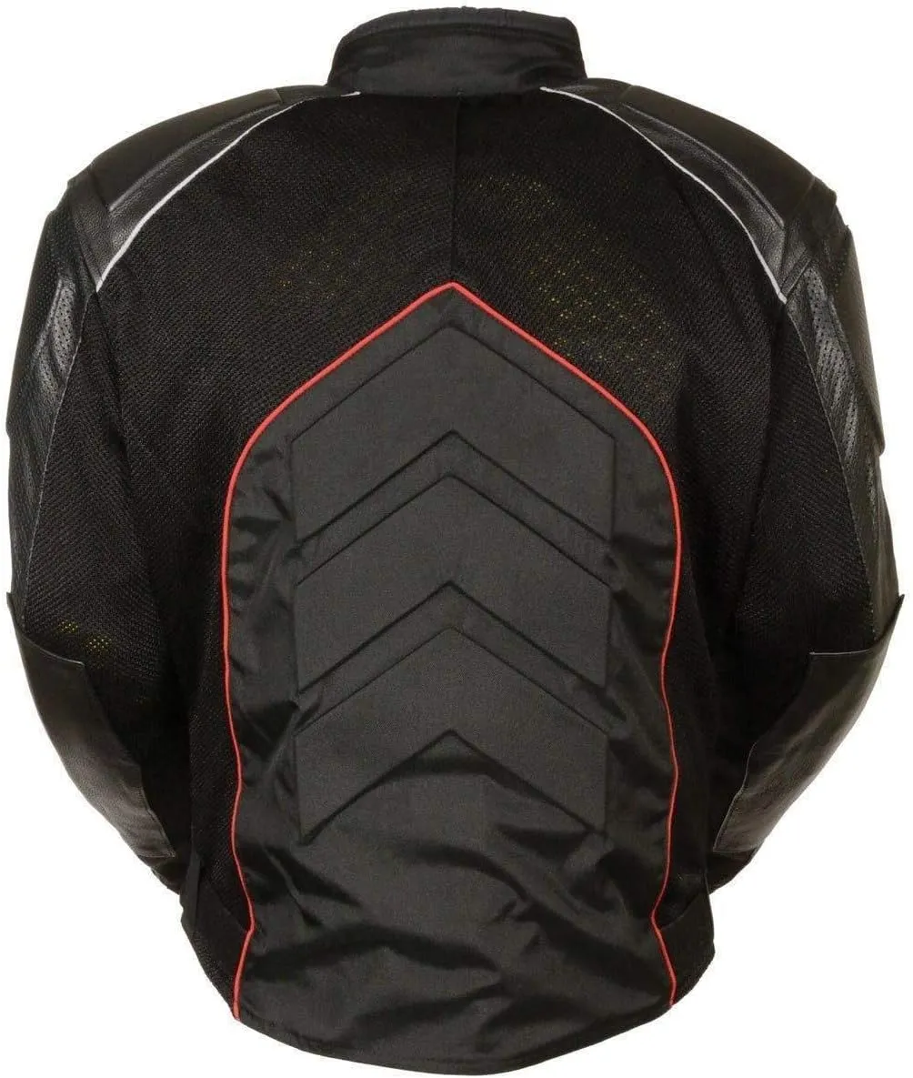 Milwaukee Leather-SH2153-Men's Combo Black/Orange Armored Leather/Textile/Mesh Jacket