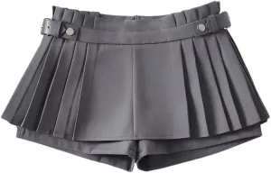 Mini Skirts for Women Streetwear Solid High Waisted Pleated Skirt Vintage Skater