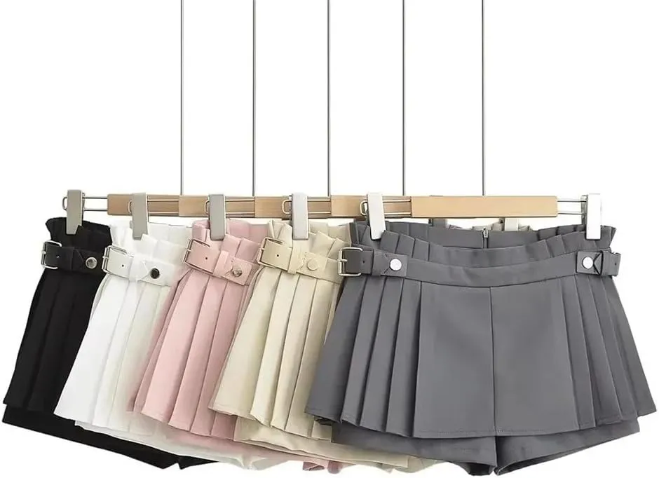 Mini Skirts for Women Streetwear Solid High Waisted Pleated Skirt Vintage Skater