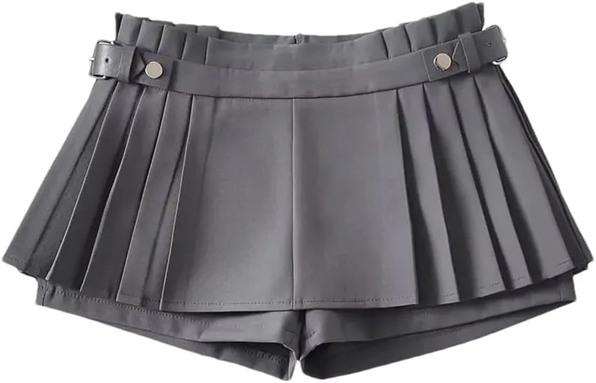 Mini Skirts for Women Streetwear Solid High Waisted Pleated Skirt Vintage Skater