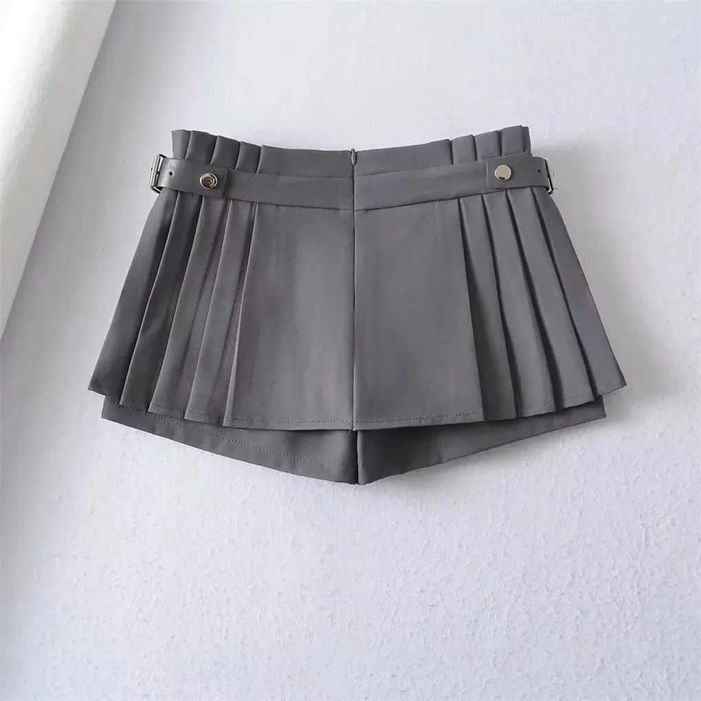 Mini Skirts for Women Streetwear Solid High Waisted Pleated Skirt Vintage Skater