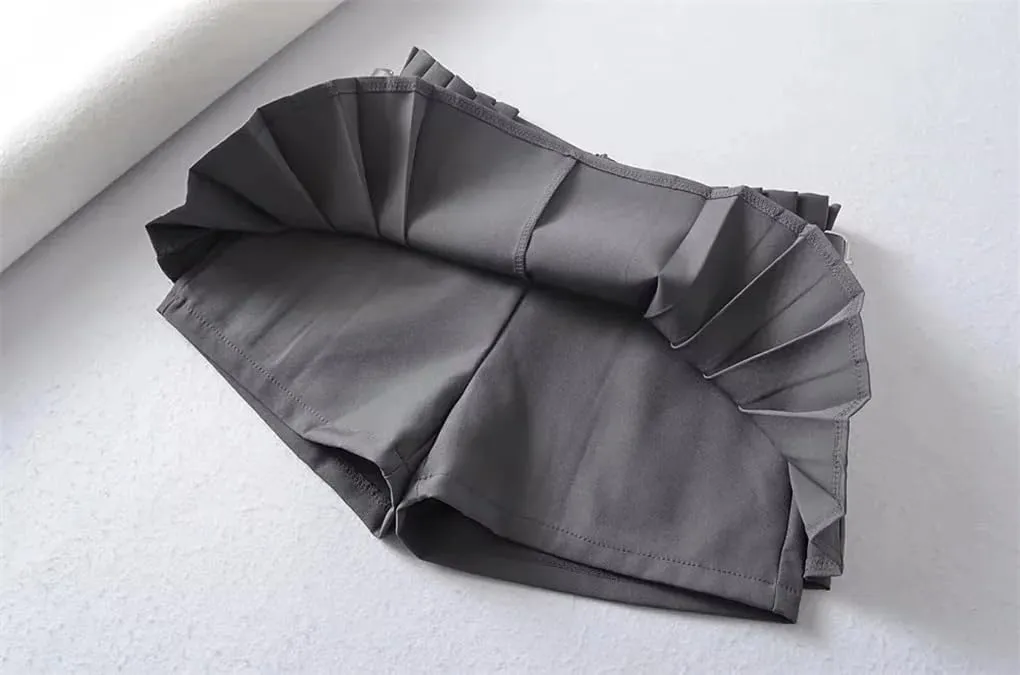 Mini Skirts for Women Streetwear Solid High Waisted Pleated Skirt Vintage Skater