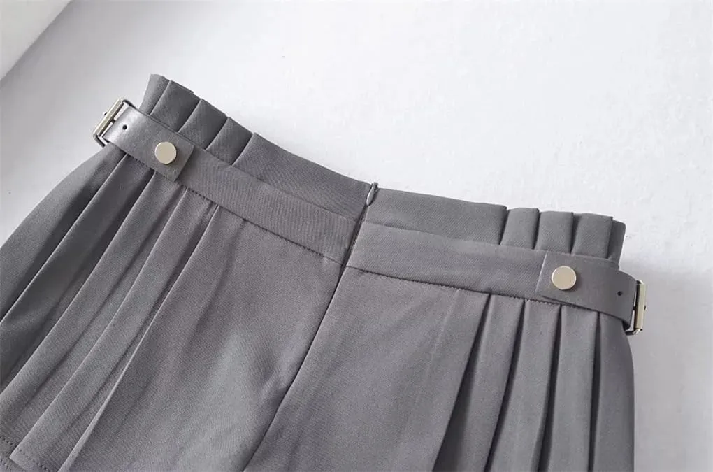 Mini Skirts for Women Streetwear Solid High Waisted Pleated Skirt Vintage Skater