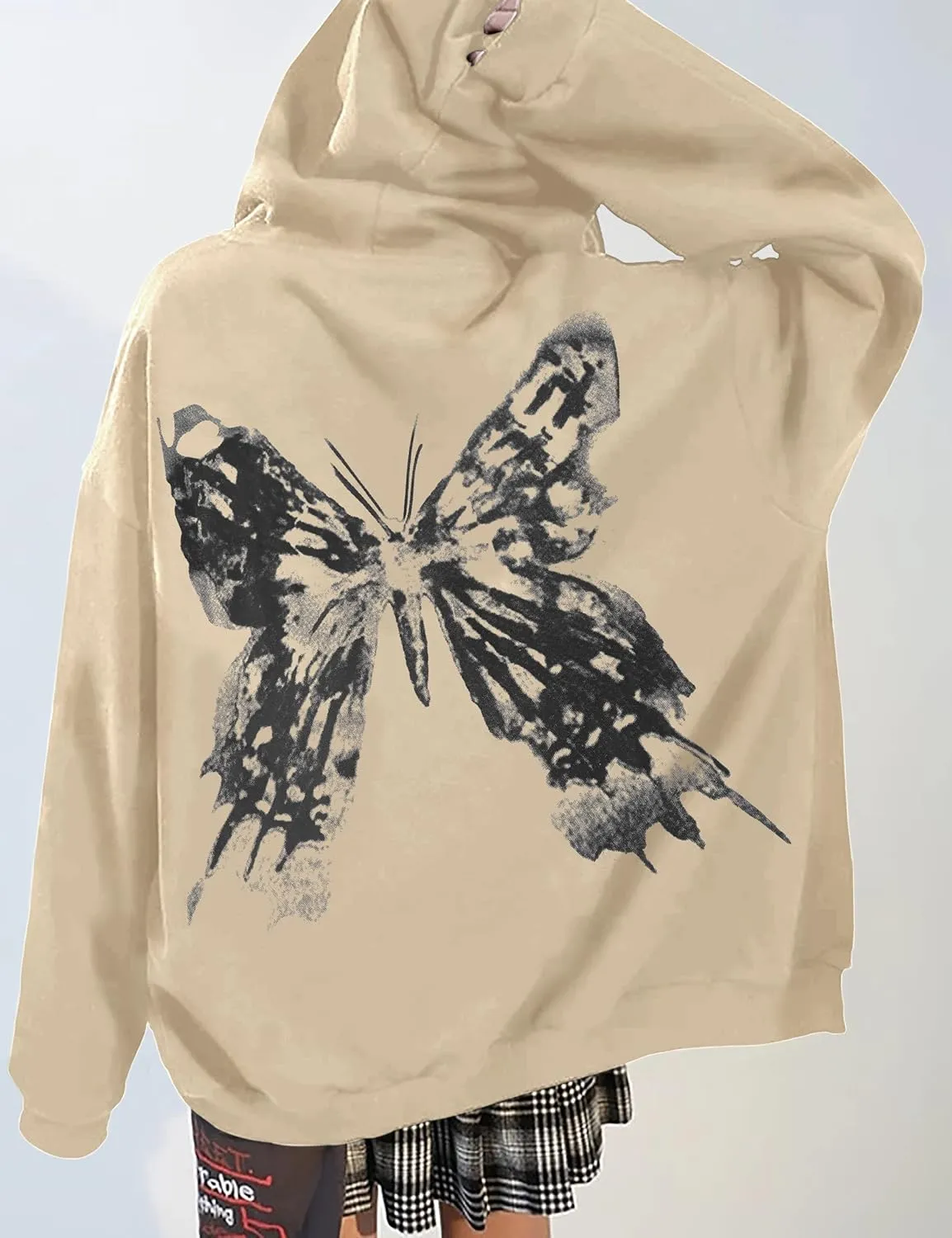 MISSACTIVER Womens Casual Graphic Printed Hoodies Oversized Zip Up 90S E-Girl Streetwear Grunge Jacket