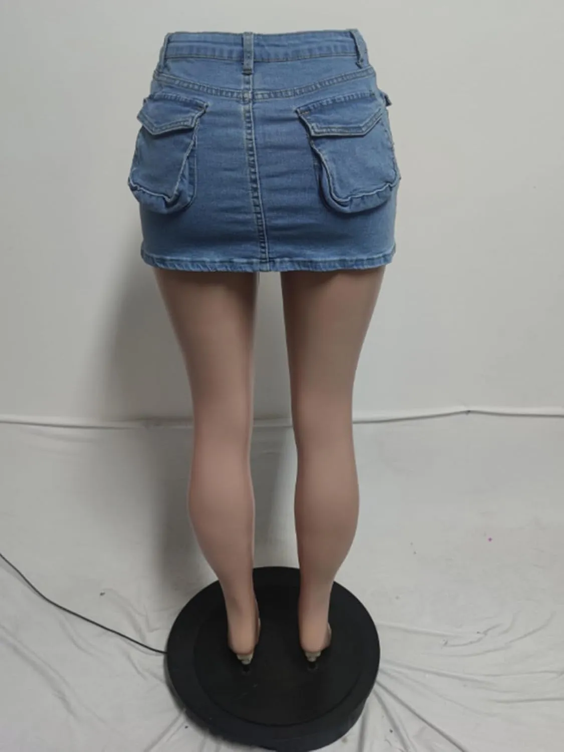 Molisry Women's Cargo Jean Skirt High Waisted Y2K Sexy Bodycon Mini Skirt Denim Streetwear