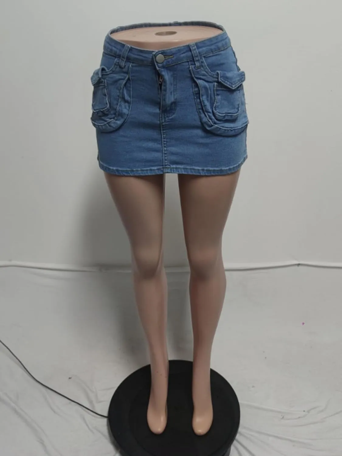 Molisry Women's Cargo Jean Skirt High Waisted Y2K Sexy Bodycon Mini Skirt Denim Streetwear