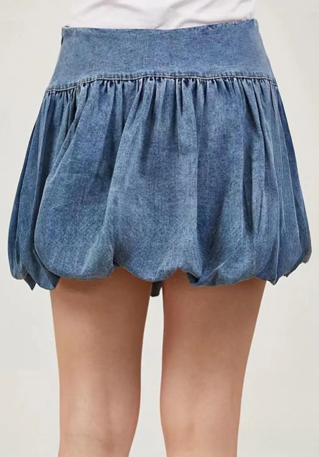 Molisry Women's Jean Bubble Skirt Sexy High Waisted Stretchy Cute Flared Puffy Pleated Denim Mini Skirt 2024 Streetwear