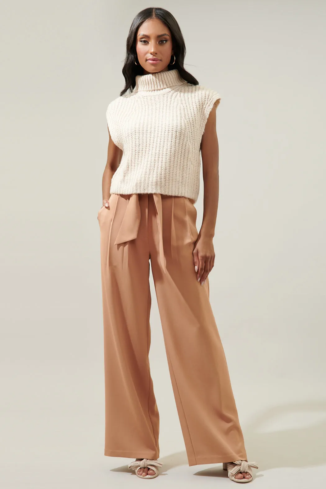 Monica Sleeveless Cropped Turtleneck Sweater