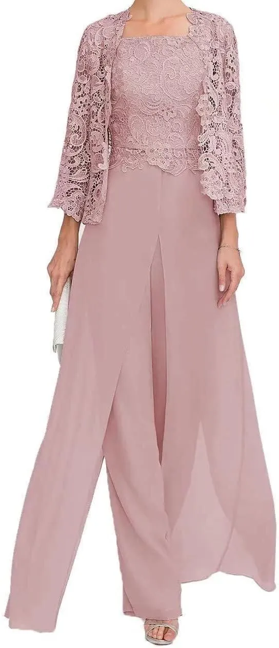 Mother of The Bride Pants Suits 3 Pieces Formal Dresses Mother of The Bride Wedding Party Outfit Evening Dress