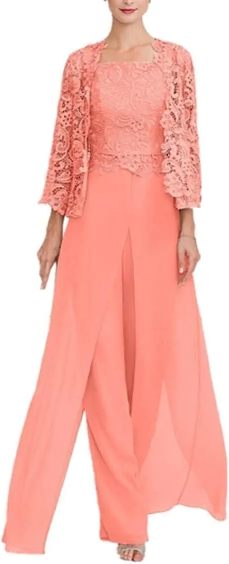 Mother of The Bride Pants Suits 3 Pieces Formal Dresses Mother of The Bride Wedding Party Outfit Evening Dress