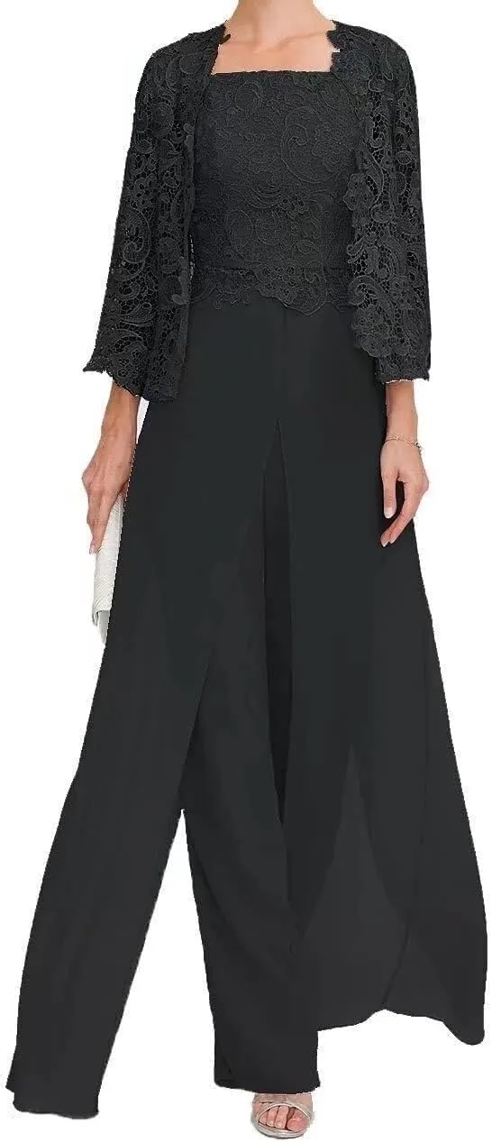 Mother of The Bride Pants Suits 3 Pieces Formal Dresses Mother of The Bride Wedding Party Outfit Evening Dress