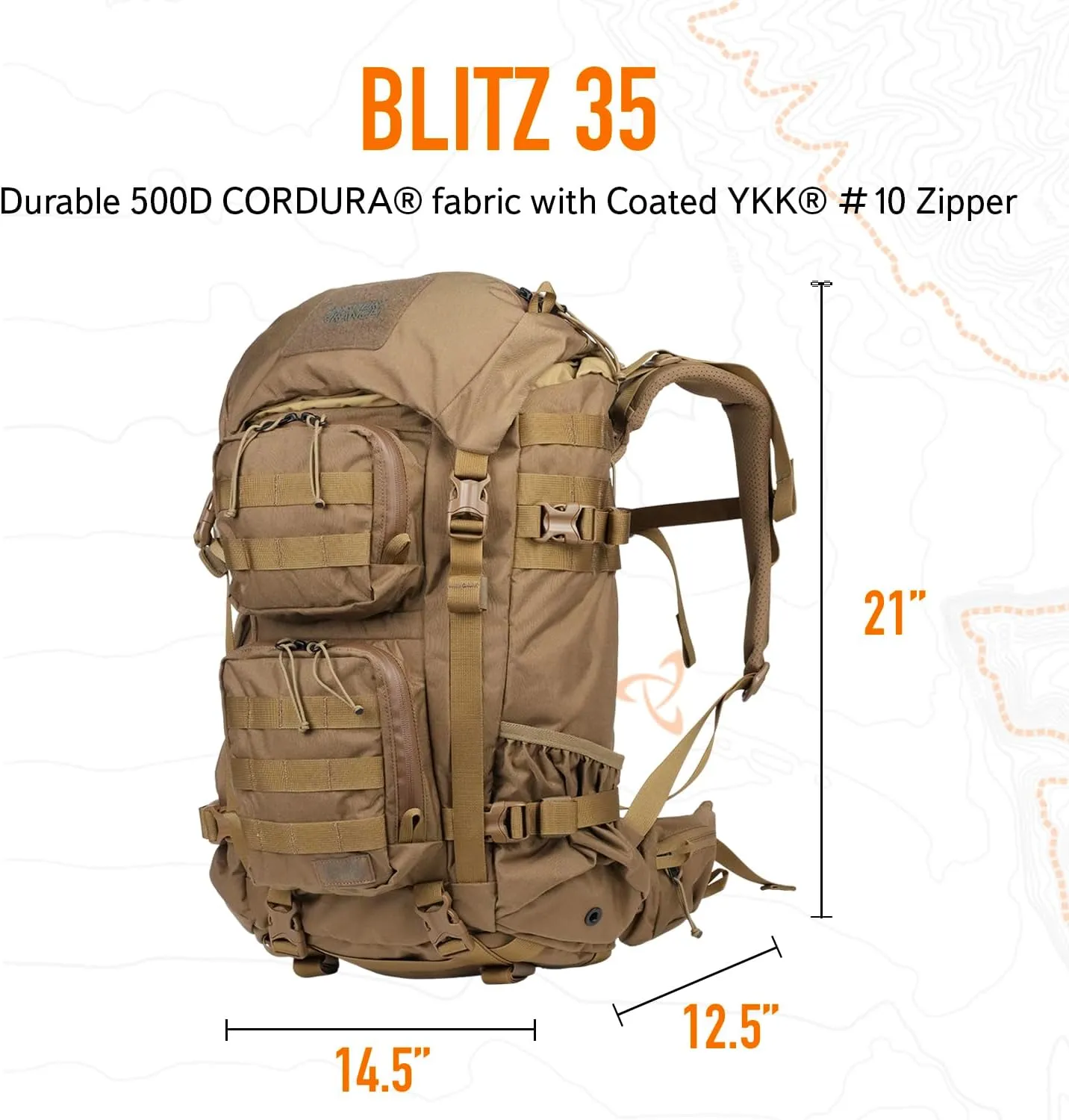 Mystery Ranch Blitz 35 Backpack - Tactical Daypack Molle Hiking Packs, 35L, L/XL,Coyote