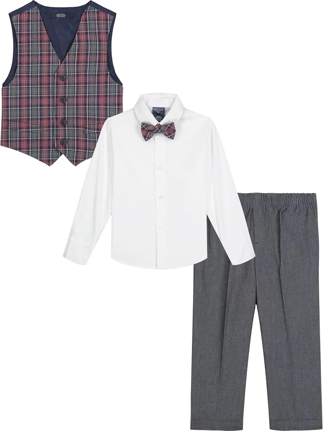 Nautica Boys' 4-Piece Legacy Formal Set, Includes Vest, Pants, Dress Shirt, and Tie