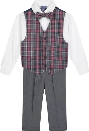 Nautica Boys' 4-Piece Legacy Formal Set, Includes Vest, Pants, Dress Shirt, and Tie