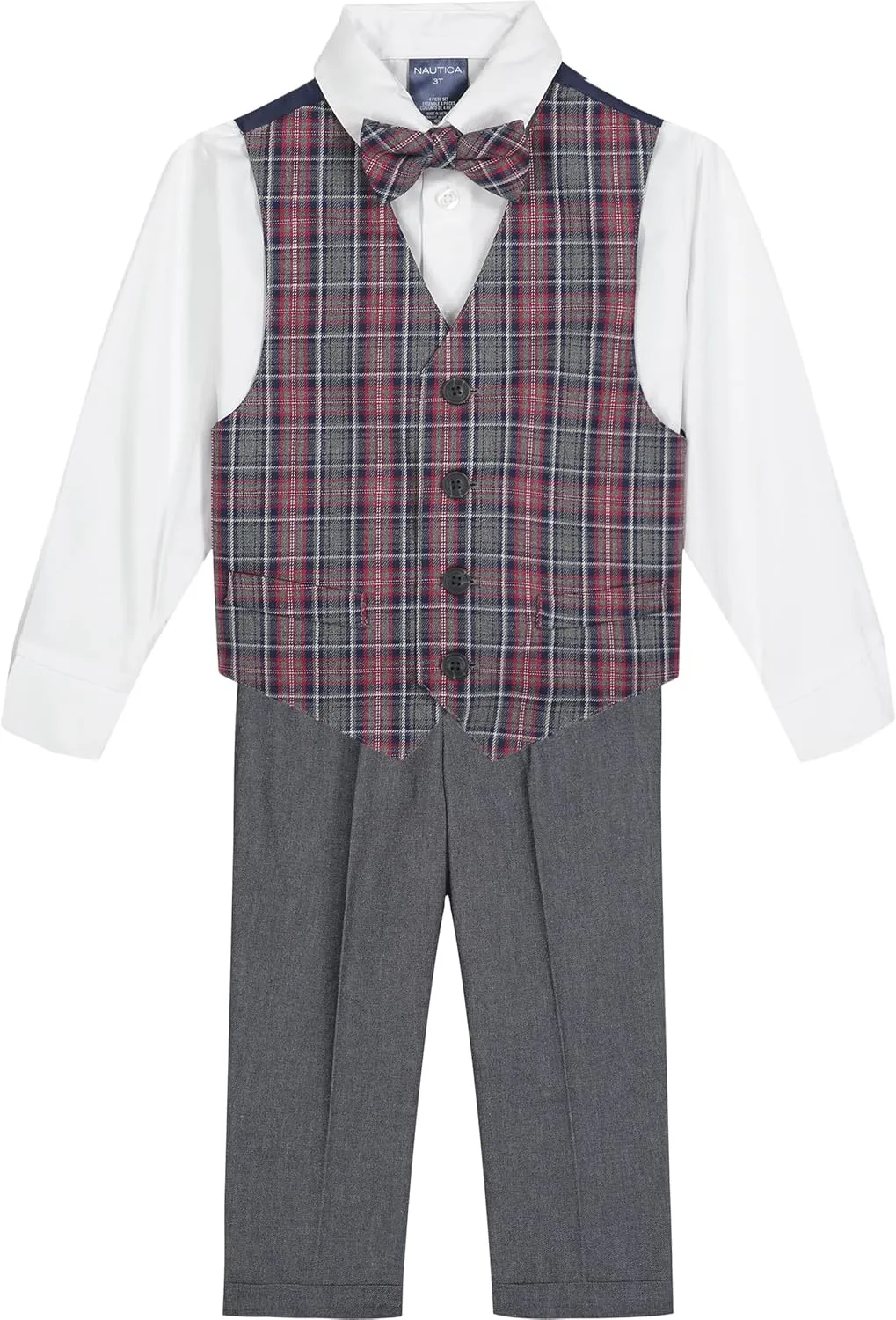 Nautica Boys' 4-Piece Legacy Formal Set, Includes Vest, Pants, Dress Shirt, and Tie