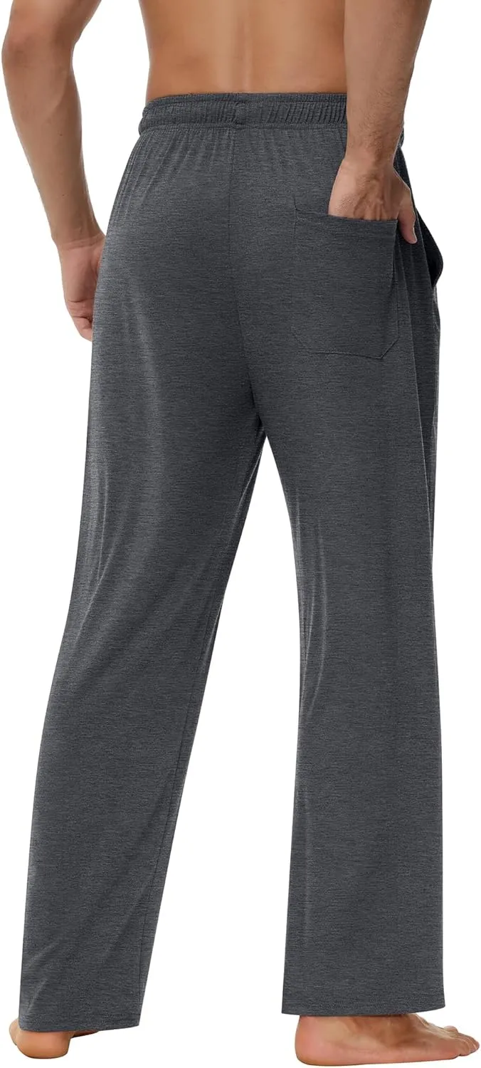 Neer 3 Pack Men's Yoga Sweatpants, Athletic Lounge Drawstring Pants Open Bottom Casual Loose Workout Jogger Pant with Pockets